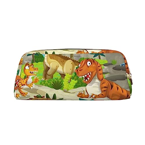 Jurassic Period Dinosaurier Gedruckt Federmäppchen Leder Make-up Tasche Tragbare Reise Kulturbeutel Reißverschluss Kleine Aufbewahrungstasche für Frauen Mädchen, gold, Einheitsgröße, Kulturbeutel von OrcoW