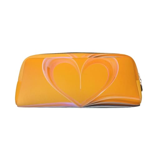 Love Shape Book Printed Pencil Case Leather Makeup Bag Portable Travel Toiletry Bag Zipper Small Storage Bag for Women Girls, gold, Einheitsgröße, Kulturbeutel von OrcoW