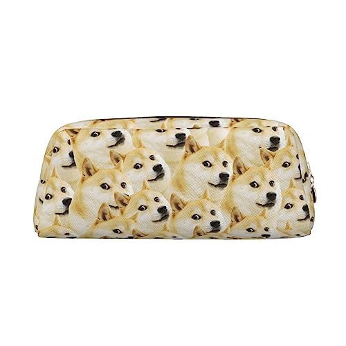 Mr Doge Meme Bedrucktes Federmäppchen Leder Make-up Tasche Tragbare Reise Kulturbeutel Reißverschluss Kleine Aufbewahrungstasche für Frauen Mädchen, gold, Einheitsgröße, Kulturbeutel von OrcoW