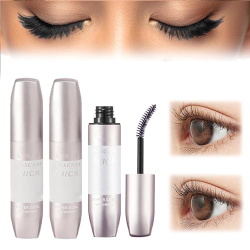 2024 New Wimpernserum Wasserdicht Mascara 4D Wasserfeste Wimperntusche Neu 4D Seidenfaser Wimperntusche mascara wasserfest Langanhaltende Wasserfeste Wimperntusche mit 4D-Faser (Schwarz+Kaffee, 2PC) von Orgrul