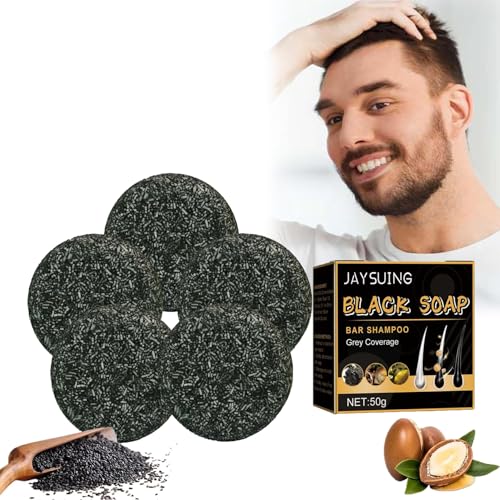 Charcoal Shampoo Bar Grau Glanz Seife Haarseife gegen Graue Haare Haar Revitalisierungsbar Natural Hair Darkening Shampoo Bar Solid Shampoo Bar für Haar Anti Graue Haare für Männer und Frauen (5PC) von Orgrul