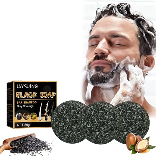 Charcoal Shampoo Bar Grau Glanz Seife Haarseife gegen Graue Haare Haar Revitalisierungsbar Natural Hair Darkening Shampoo Bar Solid Shampoo Bar für Haar Anti Graue Haare für Männer und Frauen (3PC) von Orgrul