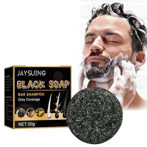 Charcoal Shampoo Bar Grau Glanz Seife Haarseife gegen Graue Haare Haar Revitalisierungsbar Natural Hair Darkening Shampoo Bar Solid Shampoo Bar für Haar Anti Graue Haare für Männer und Frauen (1PC) von Orgrul