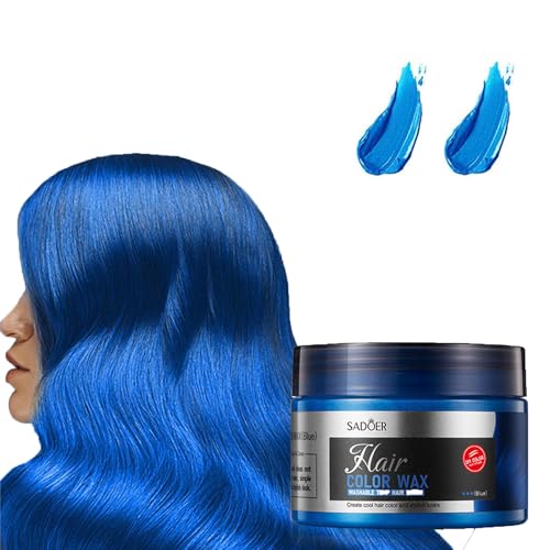 Haarwachs Temporäres Haarfarbe Wachs, Unisex Haarfärbemittel Wachs, Haartönung Temporäre Haarfarbe, Haarfarbe Wachs, Temporäre Haarfarbe, Temporäre Haarwachs Farbe, Cosplay & Halloween (Blau, 120g) von Orgrul