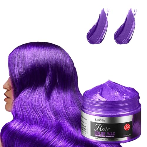 Haarwachs Temporäres Haarfarbe Wachs, Unisex Haarfärbemittel Wachs, Haartönung Temporäre Haarfarbe, Haarfarbe Wachs, Temporäre Haarfarbe, Temporäre Haarwachs Farbe, Cosplay & Halloween (Lila, 120g) von Orgrul