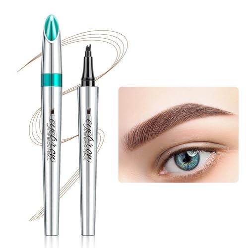 Wasserdichter 3D Augenbrauenstift Microblading Augenbrauenstift Augenbrauenstift Härchenzeichnung Wasserfester Langanhaltender Dark 4 Micro fork Make-up-Applikator Brauenmarker (Braun) von Orgrul