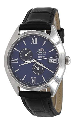 Orient RA-AK0507L Herren Tri Star Altair Lederband Multifunktions-Armbanduhr blau Zifferblatt Automatikuhr von Orient