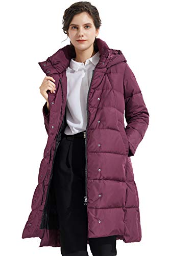 Orolay Damen Daunenmantel Warm Winter Jacke mit Kapuze Stilvoll Dunkelrot XXL von Orolay