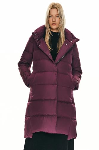 Orolay Damen Daunenmantel Warm Winter Jacke mit Kapuze Stilvoll Dunkelrot XXL von Orolay