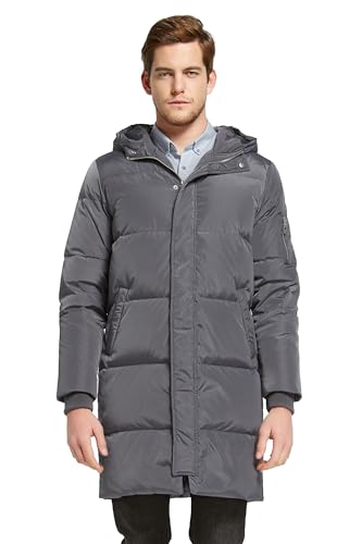 Orolay Herren Daunenjacke Warmer Wintermantel Mittellang Freizeit Hooded Steppmantel Grau XL von Orolay