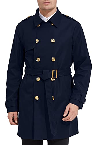 Orolay Herren Trenchcoat Mittellang Klassischer Mantel mit Gürtel Navi M von Orolay