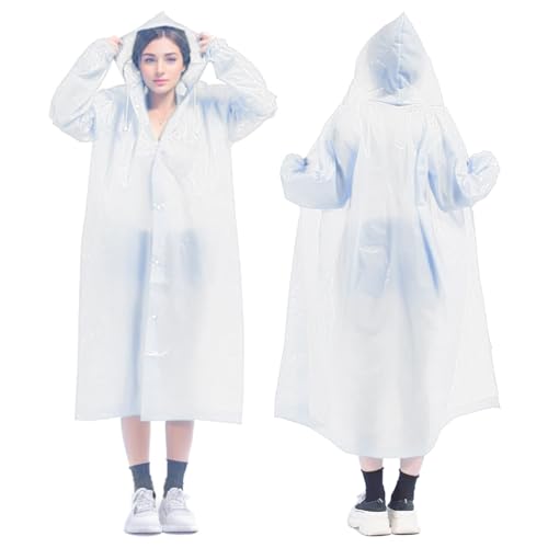 Orrdiffi 2 Stück Regenponcho für Herren/Damen Wasserdicht Wiederverwendbar Regenmantel Regenponcho Jugendliche Durchsichtig EVA Regenjacke für Camping Wandern Reisen Radfahren,145-200 cm (Weiß Orrdiffi 2 Stück Regenponcho für Herren/Damen Wasserdicht Wiederverwendbar Regenmantel Regenponcho Jugendliche Durchsichtig EVA Regenjacke für Camping Wandern Reisen Radfahren,145-200 cm (Weiß von Orrdiffi