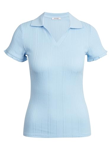 ORSAY Hellblaues Damen-RIPP-Poloshirt Damen-Oberteile | Tops, T-Shirts und Blusen | Modische Oberbekleidung | Vielfältige Styles | Trendige Damenmode | Casual Outfits | Elegante Tops S von ORSAY