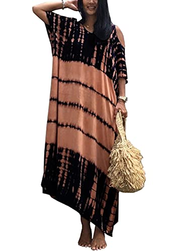 Orshoy Damen Türkischer Stil Strandkleider Maxikleid Bademode Beiläufige Baumwolle Boho Maxi Kleid Lang Kaftan Beach Badeanzug Urlaub Kleid Partykleid von Orshoy