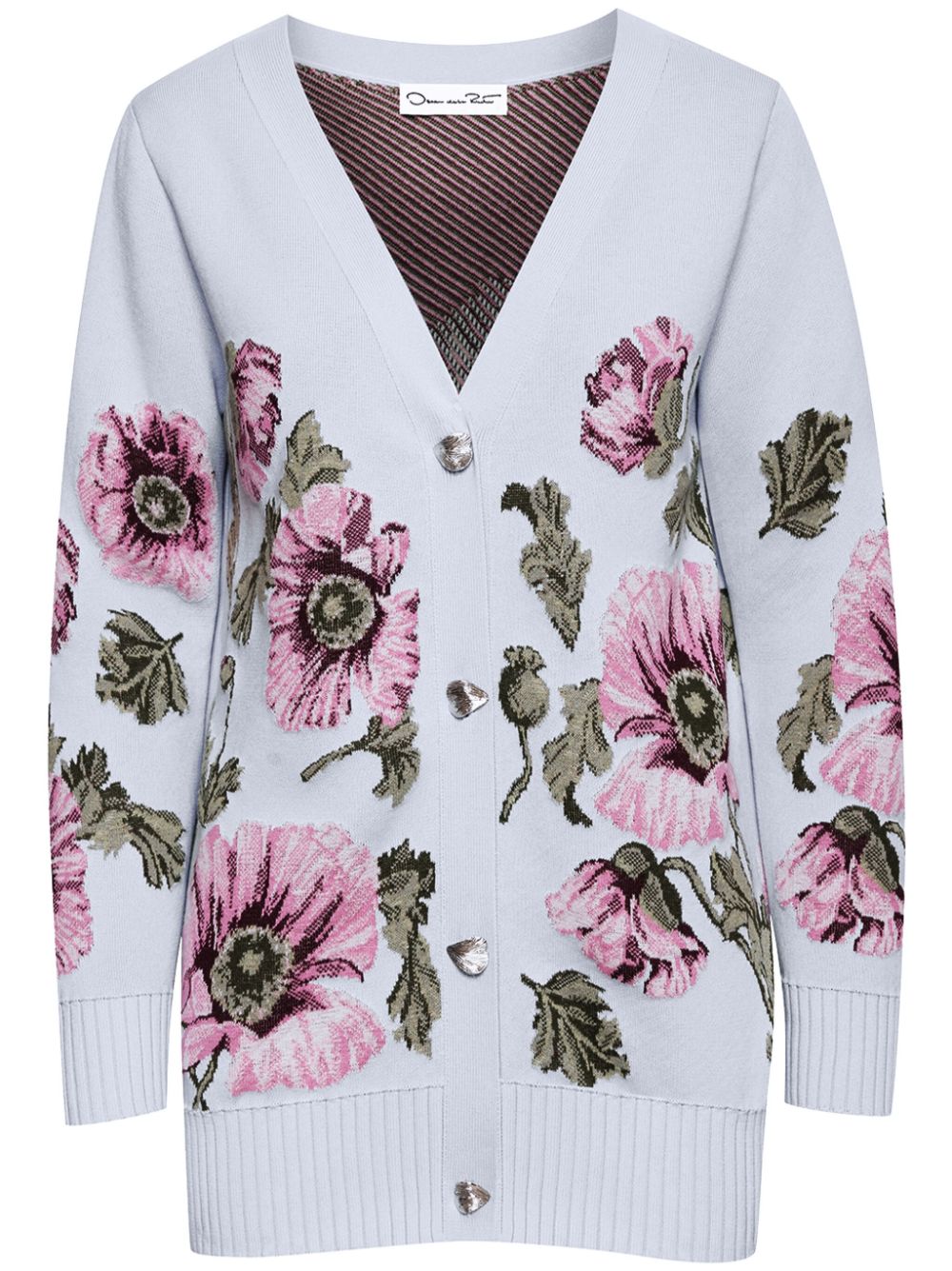 Oscar de la Renta Cardigan mit Jacquard-Blumenmuster - Blau von Oscar de la Renta