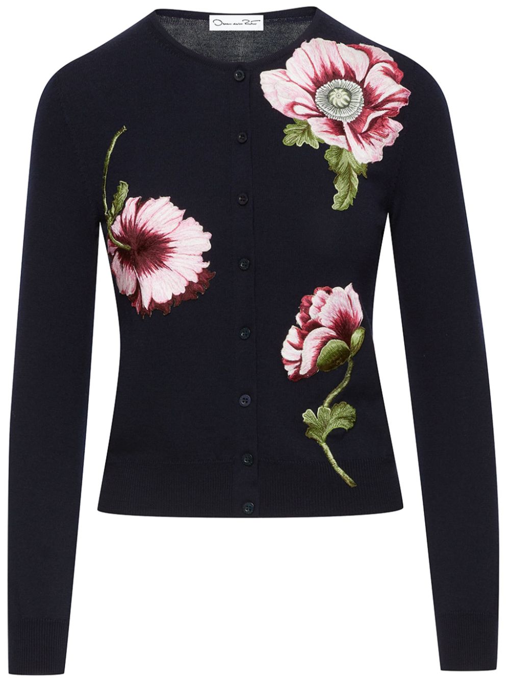 Oscar de la Renta Cardigan mit Blumen-Intarsie - Blau von Oscar de la Renta