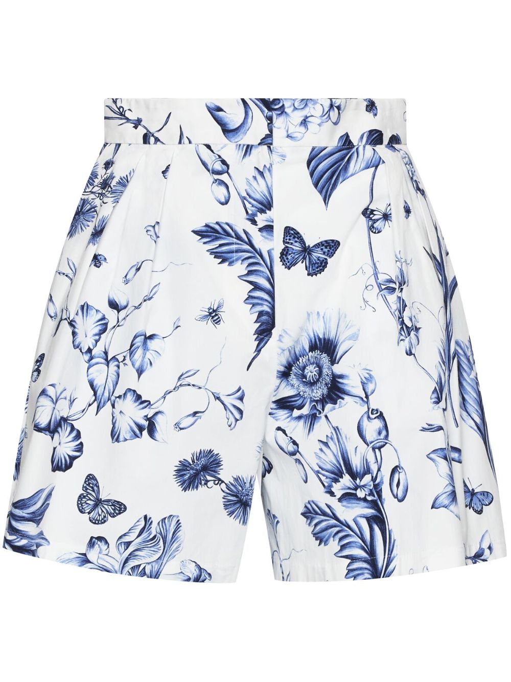 Oscar de la Renta High-Waist-Shorts mit Blumen-Print - Blau von Oscar de la Renta