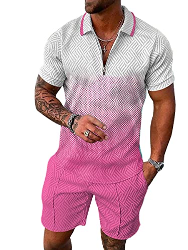 Osheoiso 2 Teiliges Sommersportanzug T-Shirts + Kurze Hose Sets Casual Freizeitanzug Suit Outfit Kurzarm Sporthose T-Shirt Herren Trainingsanzug Sporthose Mit Taschen A 20 3XL von Osheoiso