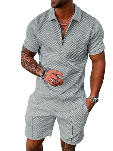 Osheoiso Hohe Qualität 2 Teiliges Sommersportanzug T-Shirts + Kurze Hose Sets Casual Freizeitanzug Suit Outfit Kurzarm Sporthose T-Shirt Männer Trainingsanzug Sporthose A 12 L von Osheoiso