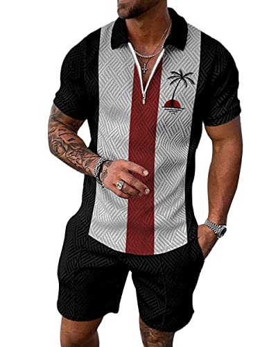 Osheoiso Hohe Qualität 2 Teiliges Sommersportanzug T-Shirts + Kurze Hose Sets Casual Freizeitanzug Suit Outfit Kurzarm Sporthose T-Shirt Männer Trainingsanzug Sporthose A 13 4XL von Osheoiso