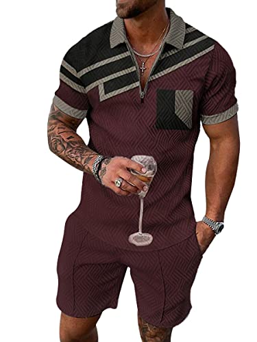 Osheoiso Hohe Qualität 2 Teiliges Sommersportanzug T-Shirts + Kurze Hose Sets Casual Freizeitanzug Suit Outfit Kurzarm Sporthose T-Shirt Männer Trainingsanzug Sporthose A 15 XXL von Osheoiso