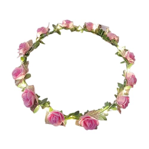 Oshhni Blumenstirnband, Blumenkrone für Mädchen mit leichter Kopfbedeckung, Blumenkranz-Stirnband, Blumenkrone, Kopfbedeckung für Fotografie-Requisiten, ROSA von Oshhni