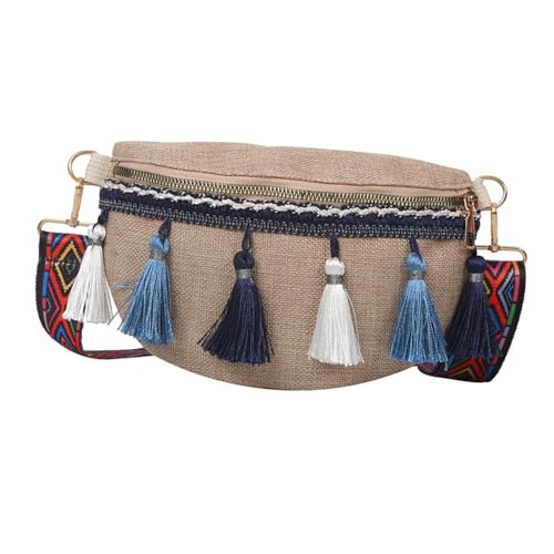 Oshhni Boho-Gürteltasche, Umhängetasche, Gürteltasche, modische Hüfttasche, Brusttasche für Laufen, Spazierengehen, Sommer, Einkaufen, Geburtstag, Blau von Oshhni