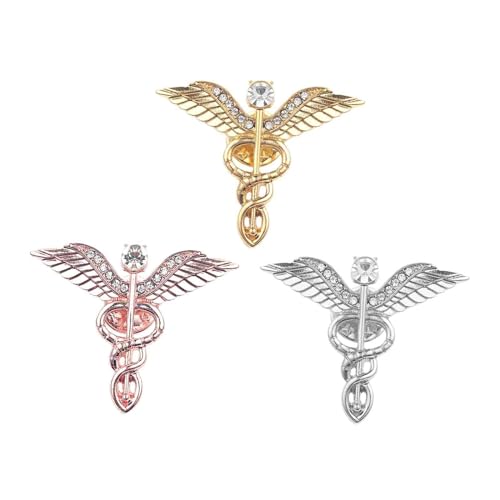 Oshhni Engelsflügel-Kreuz-Brosche, Anstecknadel für Frauen und Mädchen, Schmuck, übertriebene Brosche, Persönlichkeitsnadel für -Hut, Jahrestag, Gold-Rosa-Silber-Set von Oshhni