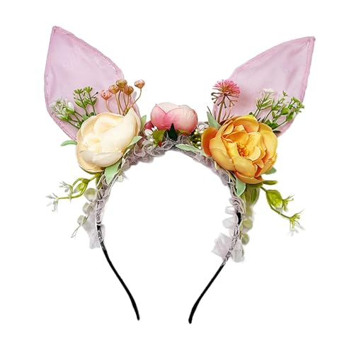 Oshhni Stirnband mit Osterhasenohren, Haarreifen, schöner Kopfschmuck, Kostümzubehör, Kopfbedeckung für Cosplay, Karneval, Geburtstag, Hochzeit, ROSA von Oshhni