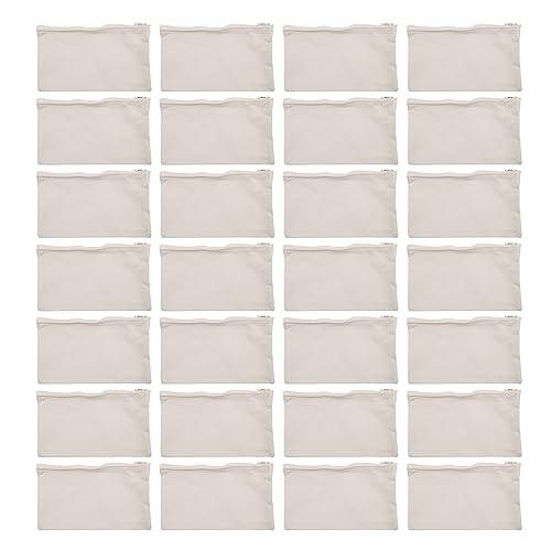 Osmond 40 StüCk Leinwand Bleistift Beutel ReißVerschluss Make-Up Blank DIY Mehr Zweck Toilettenartikel StationäRe Aufbewahrungs Beutel (Beige) von Osmond