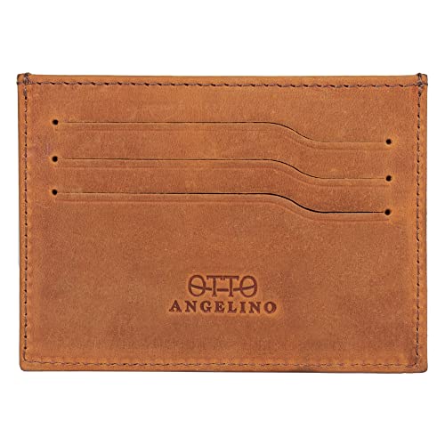 Otto Angelino Echtleder Ultra Slim Minimalisten Kartenhalter (Camel) von Otto Angelino