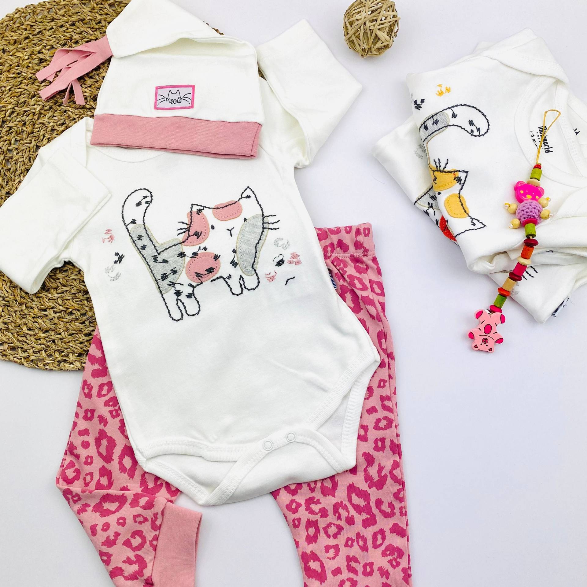 Baby Neujahr Geschenk | Mädchen Outfit Strampler Baumwoll Newborn Set Kleidung 3 Stück von OttoBabyShop