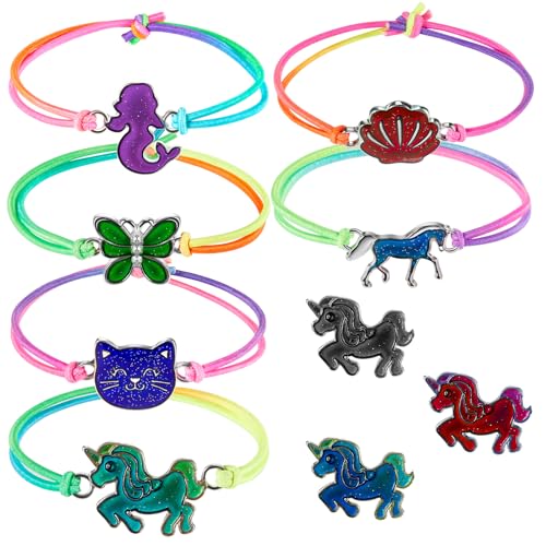 Otuuz 6 Stück Stimmung Charm Armbänder Stimmung Armband mit Anhänger für Kinder Mädchen Geburtstag Party Geschenk, Farbwechsel von Otuuz