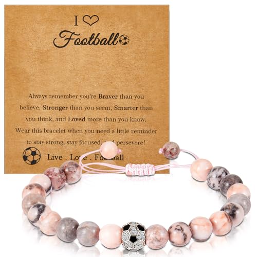 Otuuz Fußballspieler Geschenk für Mädchen Fußball Armband mit Karte Fußballfan Armband Geschenk für Teenager Inspirierender Fußball Schmuck für Fußball Sport Team Liebhaber Geburtstag Abschluss von Otuuz