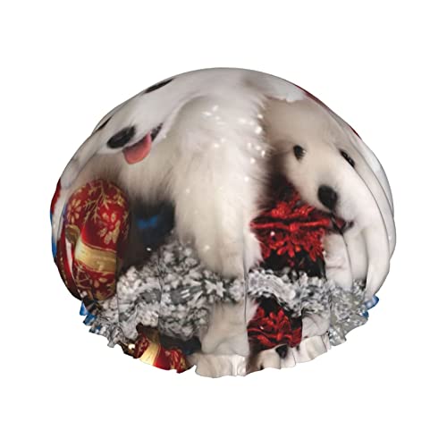 Duschhaube mit Aufschrift „Merry Christmas White Snow Dog, wasserfest, wiederverwendbar, für Damen, Herren, Jungen und Mädchen, Spa-Salon Duschhaube mit Aufschrift „Merry Christmas White Snow Dog, wasserfest, wiederverwendbar, für Damen, Herren, Jungen und Mädchen, Spa-Salon von Oudrspo