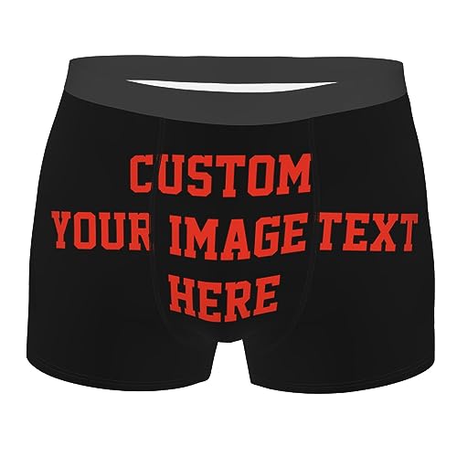 Oudrspo Benutzerdefinierte Boxershorts, personalisierte Herren-Boxershorts mit Bildtext-Logo, individuelle Eigenschaft des Namensunterwäsche, lustiges Geschenk für Männer, Freund, Valentinstag von Oudrspo