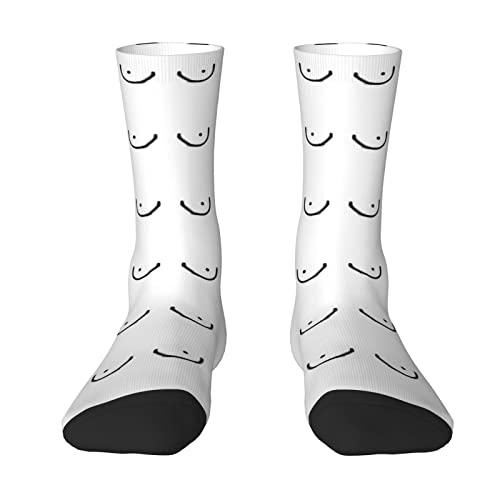 Oudrspo Brüste Brüste Musterdruck Weiß Damen Herren Crew Socken Gepolsterte Crew Socken Sportliche Kompressionssocken von Oudrspo