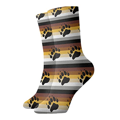 Oudrspo Gay Flag Bear Paw Athletic Tube Socken Schwarze Socken Laufsocken Atmungsaktive Casual Sportsocken von Oudrspo