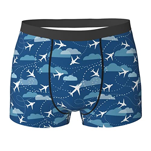 Oudrspo Herren-Unterwäsche-Boxershorts mit elastischem Bund für Männer und Teenager, Flugzeug-Flugzeug-Flugzeug-Muster von Oudrspo