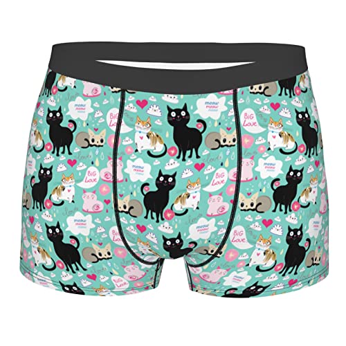 Oudrspo Vintage Bunte süße lustige Liebhaber Katze Herren Boxershorts atmungsaktive Stretch Unterwäsche Shorts von Oudrspo