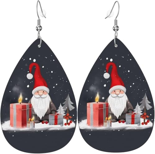 Weihnachts-Gnome-Box mit Liebesherz-Drucken, Leder-Tropfenohrringe für Frauen, Weihnachtsdekoration Weihnachts-Gnome-Box mit Liebesherz-Drucken, Leder-Tropfenohrringe für Frauen, Weihnachtsdekoration von Oudrspo