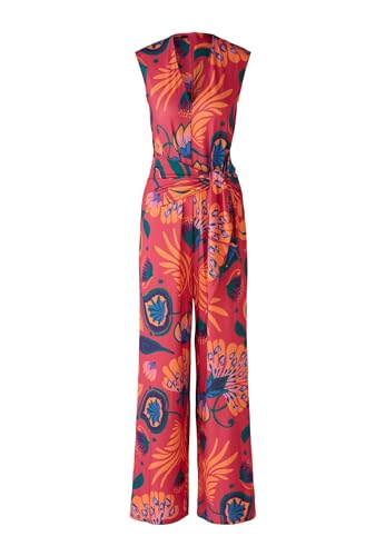 Oui Damen Jumpsuit Silky Touch Qualität gerade geschnitten Alloverprint Festlich, Freizeit V-Ausschnitt ohne Kragen Slinky von Oui