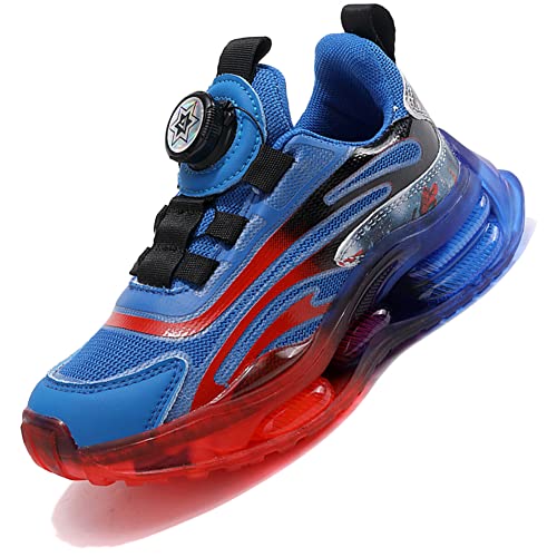 Ouoruee Kinderschuhe Atmungsaktiv Jungen Sportschuhe Mädchen Turnschuhe Laufschuhe mit Drehknopf und rutschfest Luftpolster Sohle Blau EU 30 von Ouoruee