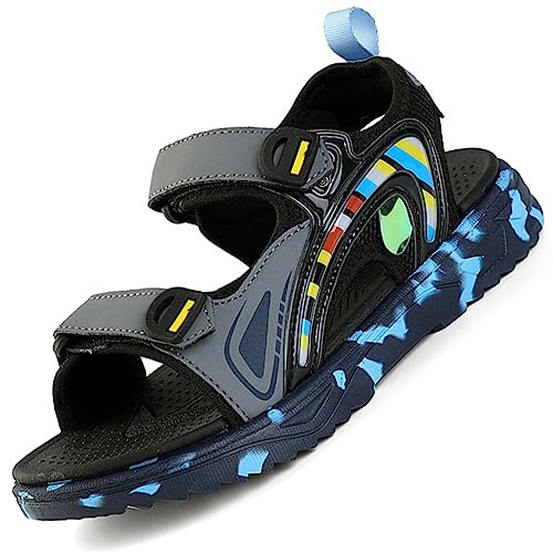 kinder Sommerschuhe sandalen für Jungen und Mädchen Outdoor Trekking,Grau Blau,37 EU von Ouoruee