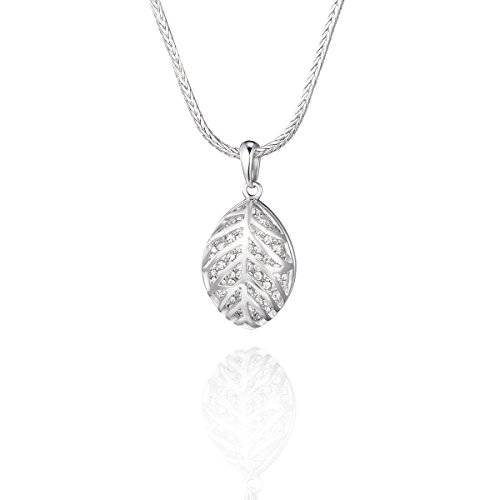 Ouran Lange Halskette für Frauen, Blätter Anhänger Halskette für Mädchen Geschenk Gold und Silber Kette Halskette mit glänzendem Kristall (Versilbert) von Ouran