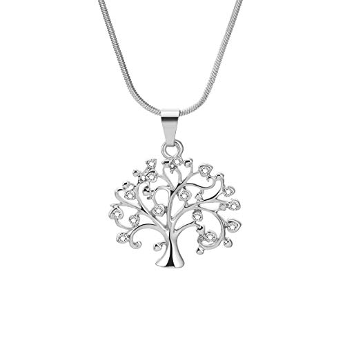 Ouran Baum des Lebens Halskette für Frauen, Gold oder Silber Kette Anhänger Halskette Mädchen Geschenk Halskette mit CZ Kristall, zirkonia von Ouran