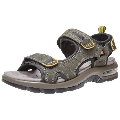 OutPro Outdoor Sport Sandalen Herren, Leichte Leder Trekking Wander Strandsandalen, Offroad Sommersandalen mit Klettverschluss, Wasserdichte Schuhe von OutPro