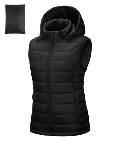 Outdoor Ventures Damen Steppweste mit Kapuze Packbare Übergangswesten Gefütterte Hybrid Sportweste Frau Warme Fahrradweste mit Stehkragen für Wandern Camping Schwarz XS Outdoor Ventures Damen Steppweste mit Kapuze Packbare Übergangswesten Gefütterte Hybrid Sportweste Frau Warme Fahrradweste mit Stehkragen für Wandern Camping Schwarz XS von Outdoor Ventures