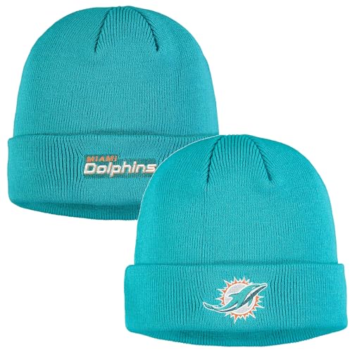 NFL Kids Youth 8-20 Offiziell lizenzierte Sideline Sport Knit Cold Weather Cuffed Beanie Mütze, Miami Dolphins - Aqua, Einheitsgröße NFL Kids Youth 8-20 Offiziell lizenzierte Sideline Sport Knit Cold Weather Cuffed Beanie Mütze, Miami Dolphins - Aqua, Einheitsgröße von Outerstuff