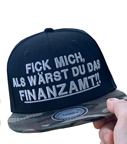 Outfitfabrik Snapback Cap Fick Mich, als wärst du das Finanzamt in schwarz/Camouflage mit 3D Stick in weiß (Provokation, Statement) Männer und Frauen, One Size, gerader Schirm von Outfitfabrik